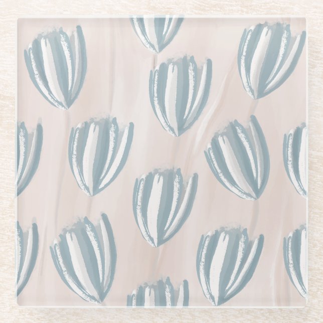 Beachy Tulips Floral Glasuntersetzer (Vorderseite)