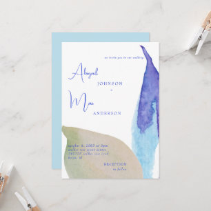 Beachy Vibes Künstlerisch Blue & Tan Wedding Einla Einladung