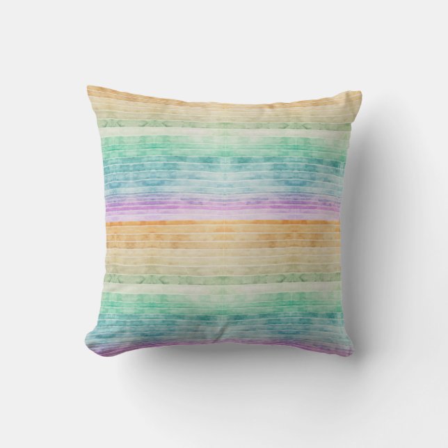 Beachy Watercolor Lines Ombre Moderner Minimal Kissen (Vorderseite)