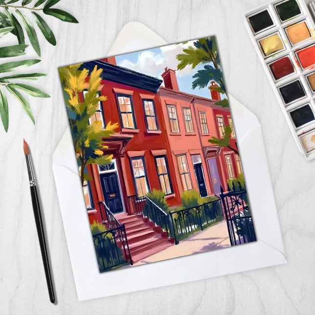 Beacon Street Boston Massachusetts Watercolor Card (Von Creator hochgeladen)