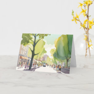 Beacon Street Sommer   Boston, MA Aquarellkarte Karte