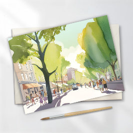 Beacon Street Summer | Boston, MA Wasserfarbkarte