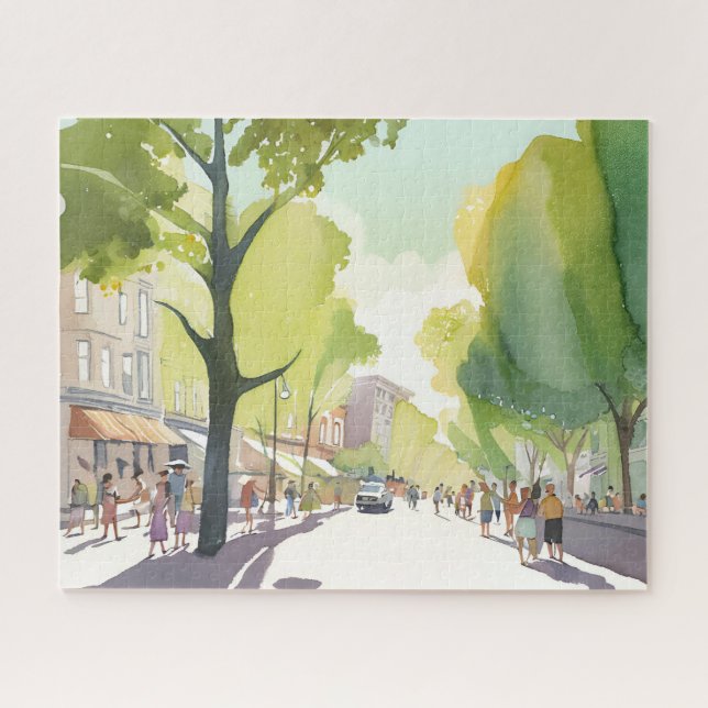 Beacon Street Summer | Boston, MA Watercolor (Horizontal)