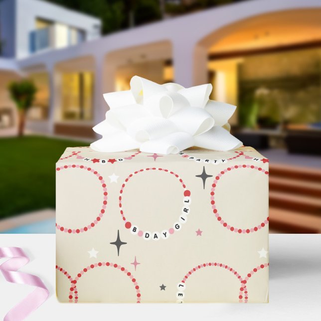 Beaded Birthday Freundschaft Bracelets Red & Pink Geschenkpapier (Von Creator hochgeladen)