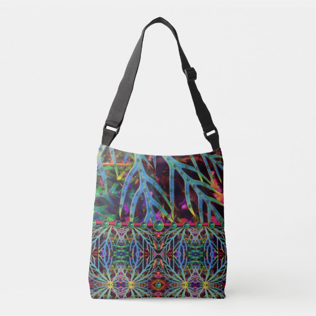 Beaded Blätter Abend Bag Tragetaschen Mit Langen Trägern (Vorderseite)