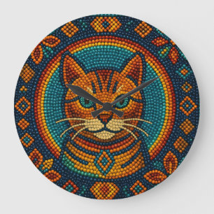 Beaded Kitten Look Design Große Wanduhr