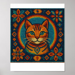Beaded Kitten Look Design Poster