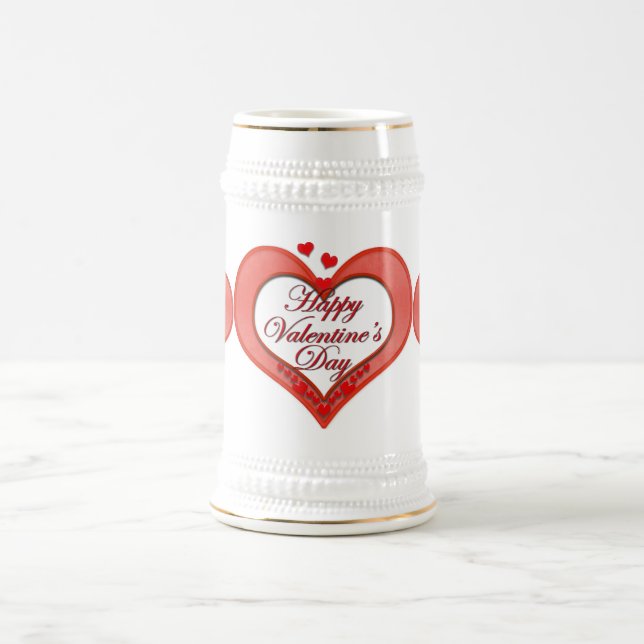 Beaded Red Heart Valentine Bierglas (Mittel)