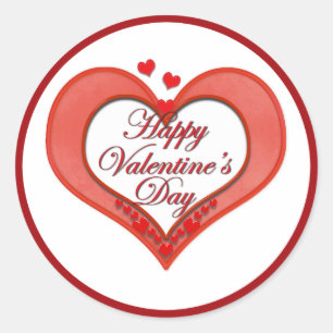 Beaded Red Heart Valentine Runder Aufkleber