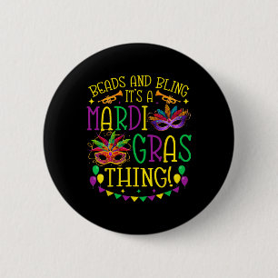 Beads Bling Mardi Gras Thing Carnival Party Männer Button