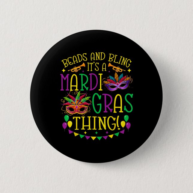Beads Bling Mardi Gras Thing Carnival Party Männer Button (Vorderseite)