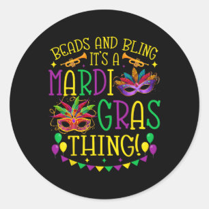 Beads Bling Mardi Gras Thing Carnival Party Männer Runder Aufkleber