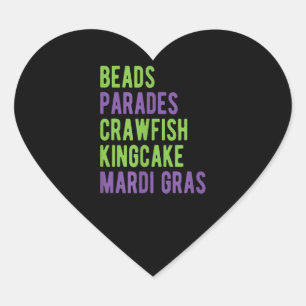 Beads Parades Crawfish Kingcake Mardi Gras Herz-Aufkleber