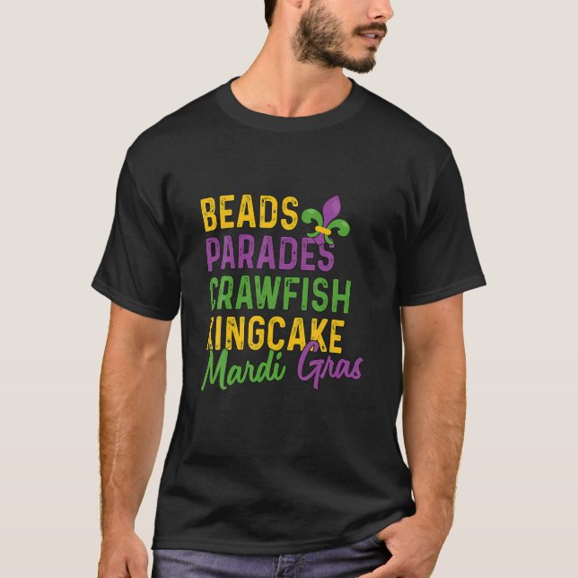 Beads Parades Crawfish Kingcake Mardi Gras T-Shirt (Vorderseite)