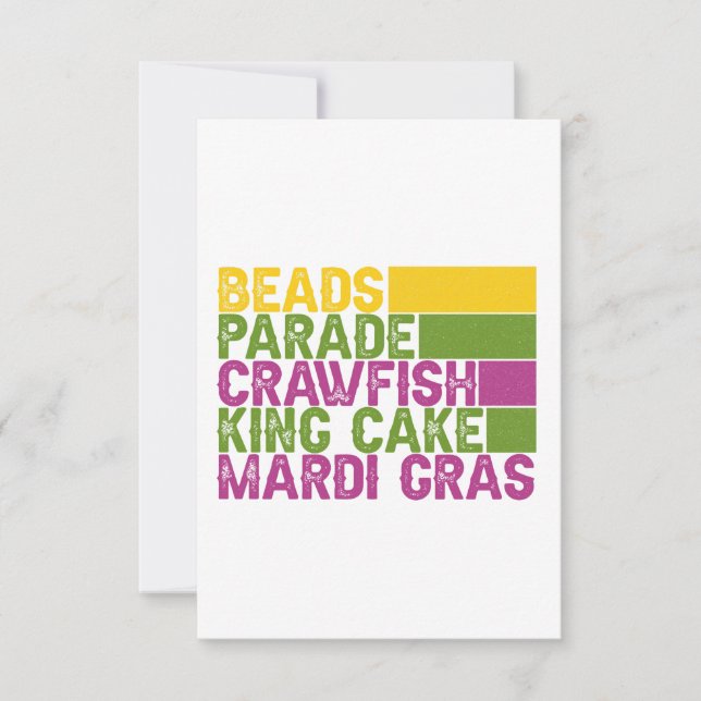 Beads Parades King Cake Crawfish Mardi Gras Gesche Dankeskarte (Vorderseite)