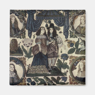 Beadwork Embroidery Charles II und Seine Königin Magnet