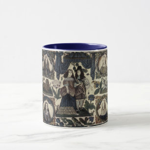 Beadwork-Stickerei Charles II. und seine Königin Tasse
