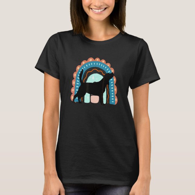 Beagel-Hund mit gemustertem Regenbogen 4 T-Shirt (Vorderseite)