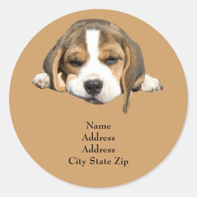Beagle-Adressenaufkleber Runder Aufkleber (Vorderseite)