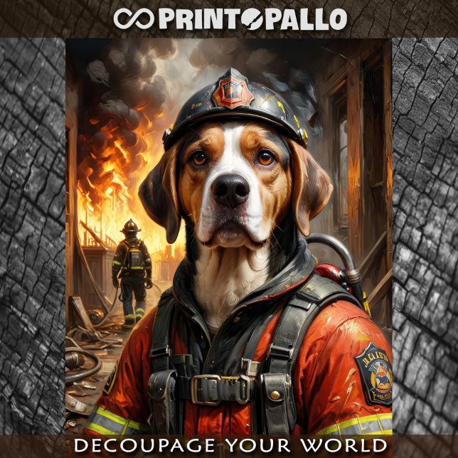 Beagle als Feuerwehrmann - Gewebepapier Seidenpapier (Von Creator hochgeladen)