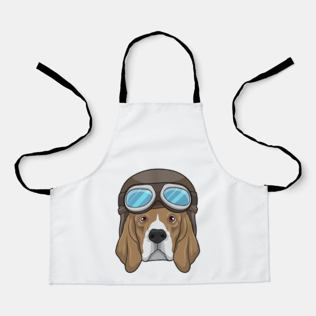 Beagle als Pilot mit Pilotin Schürze (Vorderseite)