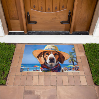 Beagle am Strand, Sommergeschenk für Hundefreunde Fußmatte