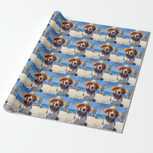 Beagle am Strand, Sommergeschenk für Hundefreunde Geschenkpapier