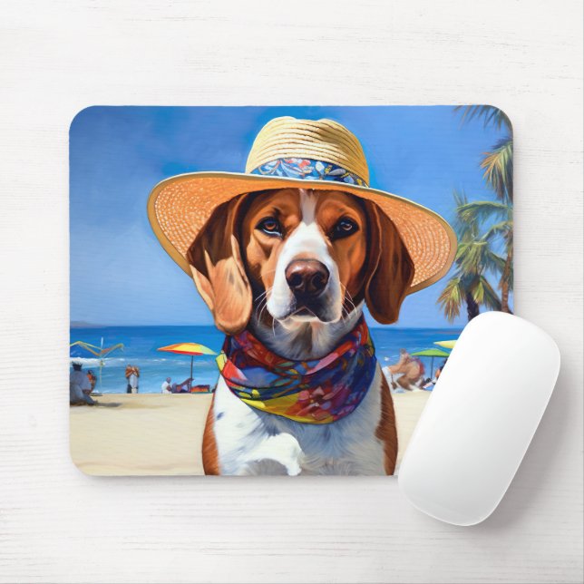 Beagle am Strand, Sommergeschenk für Hundefreunde Mousepad (Mit Mouse)