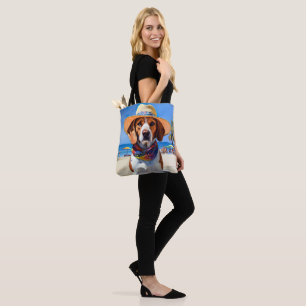Beagle am Strand, Sommergeschenk für Hundefreunde Tasche