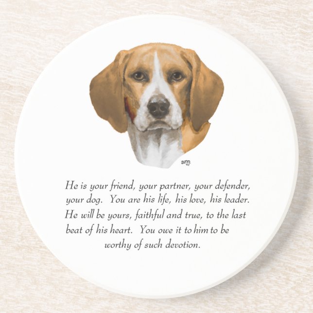 Beagle-Andenken MÄNNLICH Untersetzer (Vorne)
