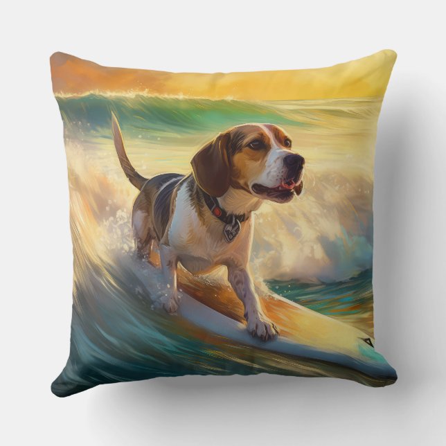 Beagle Beach Surfanstrich Kissen (Rückseite)
