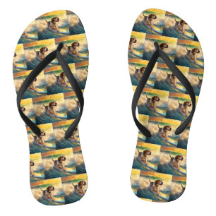 Beagle Beach Surfen Malerei Flip Flops