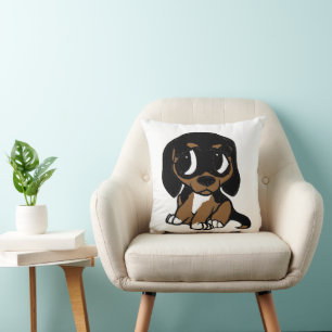 Beagle Black und Tan Cartoon Kissen