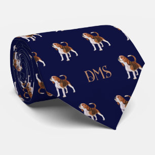 Beagle Bliss: Mit Monogramm Beagle Pattern Navy Bl Krawatte