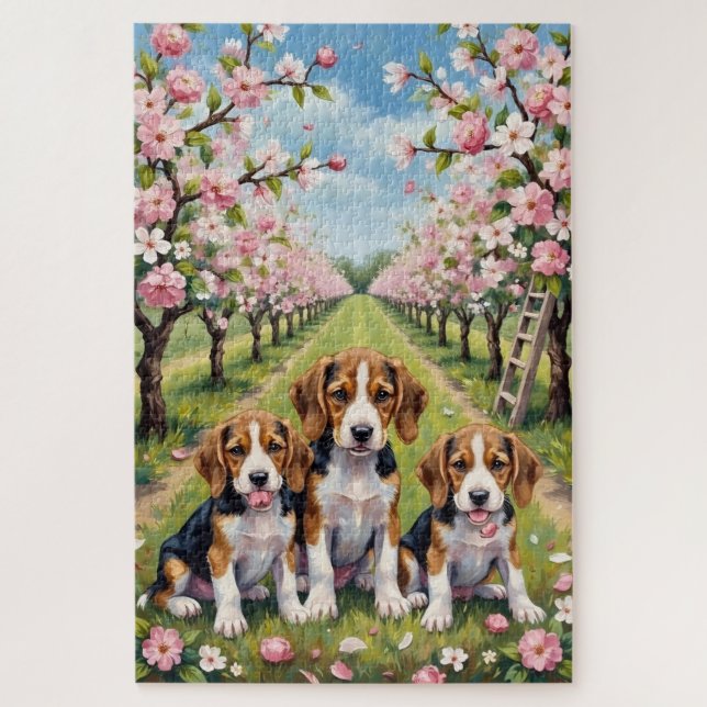 Beagle Blossom Orchard Kunst (Vertikal)