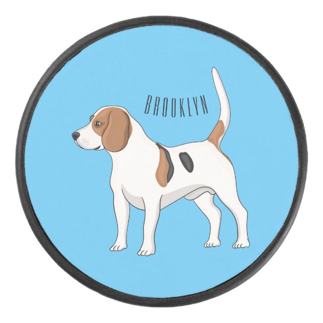 Beagle Cartoon Eishockey Puck (Vorderseite)