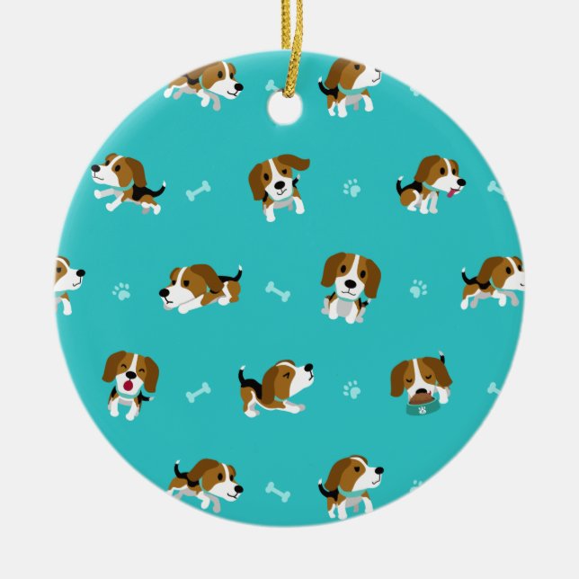 Beagle Cartoon Keramik Ornament (Vorne)