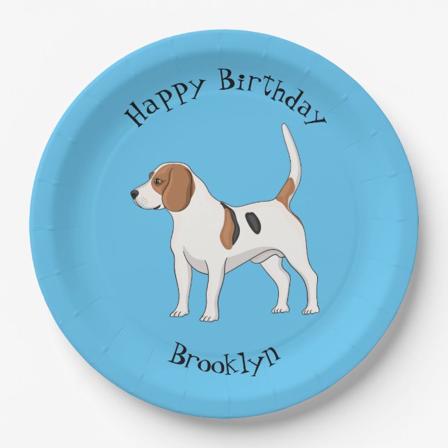 Beagle Cartoon Pappteller (Vorderseite)