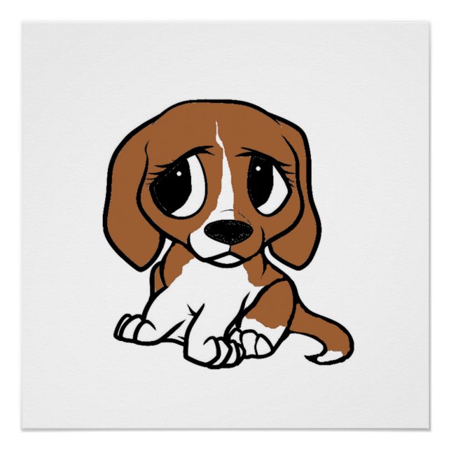 Beagle Cartoon rot weiß Poster (Vorderseite)
