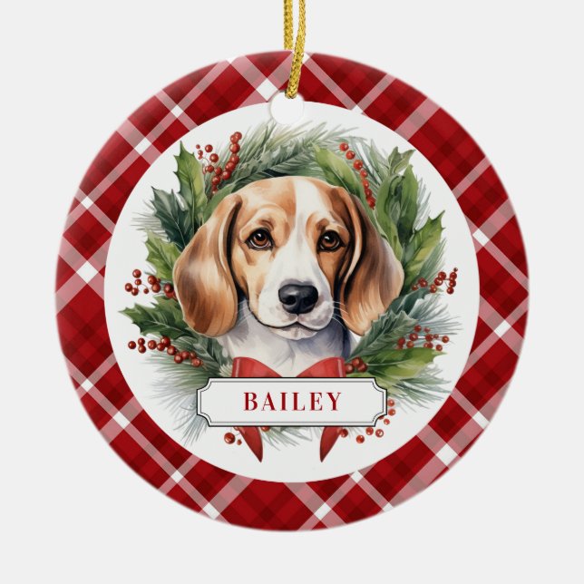 Beagle Cercle en céramique ornement (Devant)