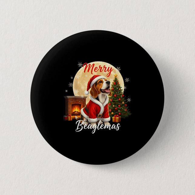 Beagle Christmas Beagle Costume Beagle Xmas Merry  Button (Vorderseite)