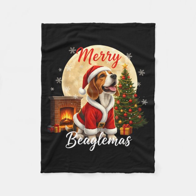 Beagle Christmas Beagle Costume Beagle Xmas Merry  Fleecedecke (Vorderseite)