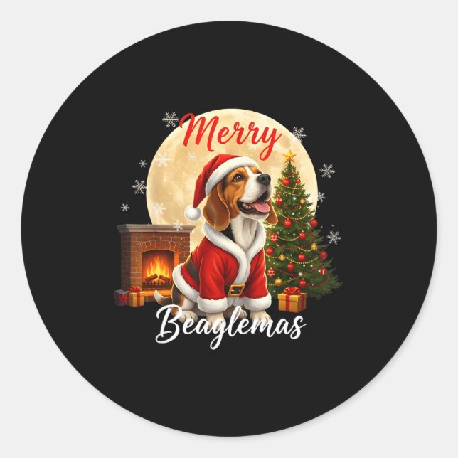 Beagle Christmas Beagle Costume Beagle Xmas Merry  Runder Aufkleber (Vorderseite)