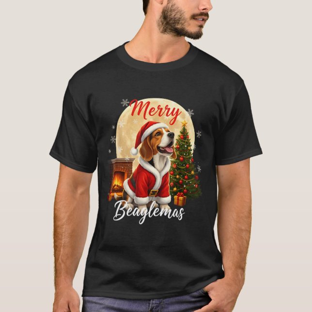Beagle Christmas Beagle Costume Beagle Xmas Merry  T-Shirt (Vorderseite)