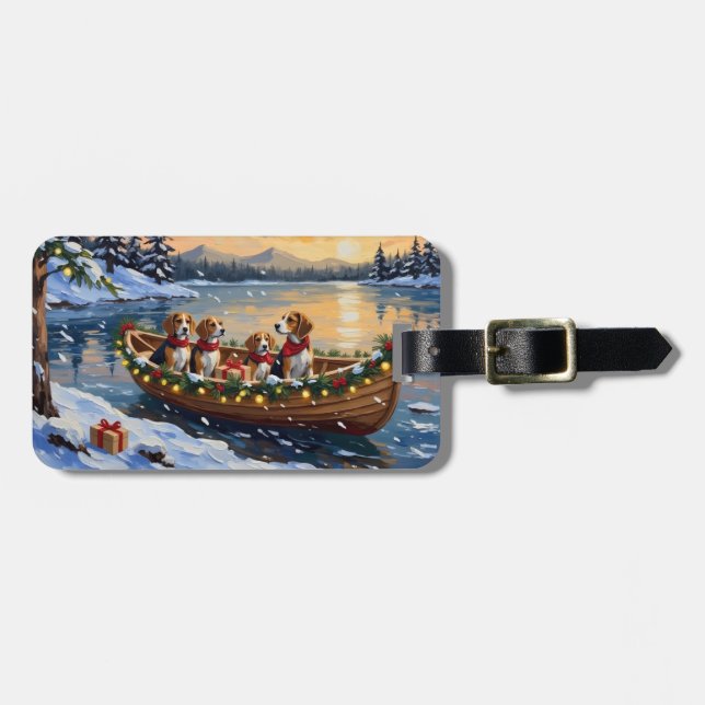 Beagle Christmas Boat Holiday Gepäckanhänger (Vorderseite horizontal)