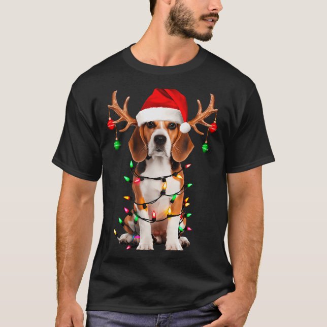 Beagle Christmas Tree Shirt Beagle Santa Hat Lover (Vorderseite)