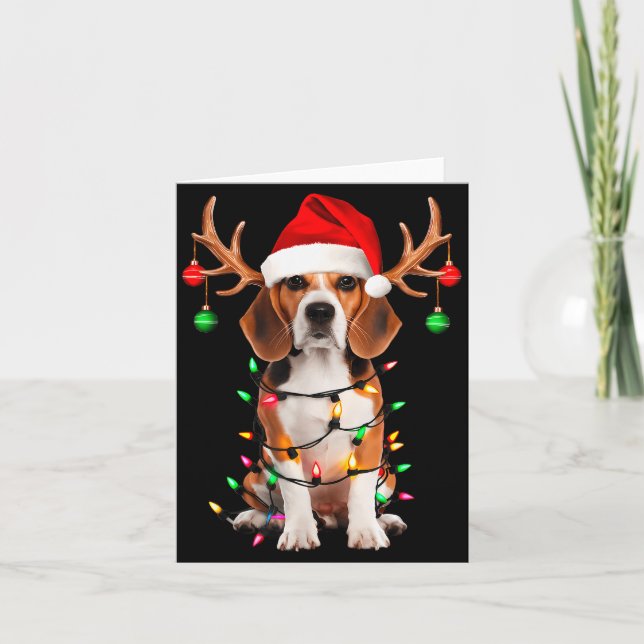 Beagle Christmas Tree Shirt Beagle Santa Hat Lover Karte (Vorderseite)