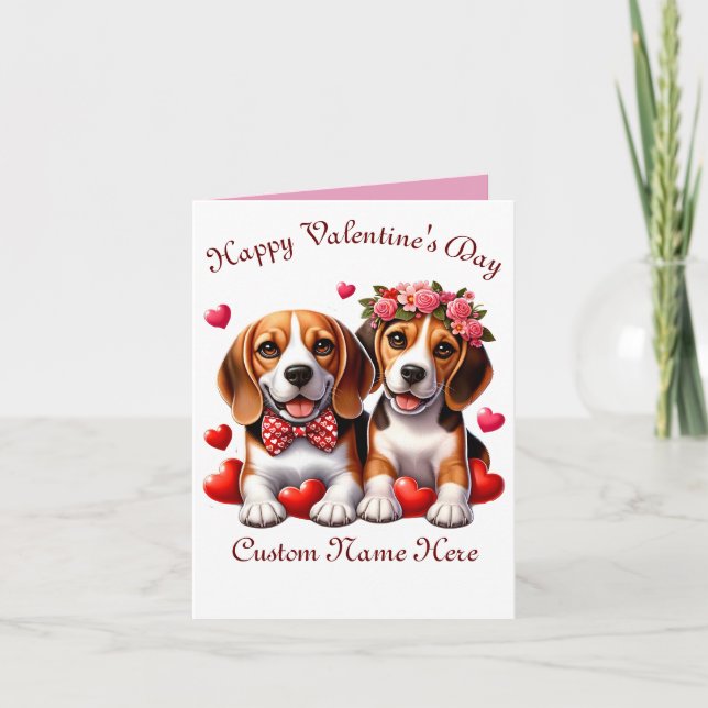 Beagle Couple Valentinstag Karte (Vorderseite)