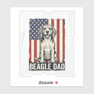 Beagle Dad Patriotisches Vintage-Hund-Shirt-Design Aufkleber