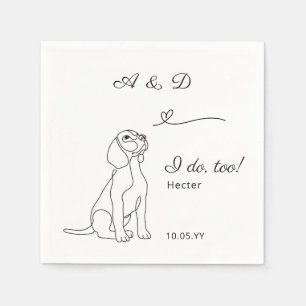 Beagle, den ich zu Herz-Hund-Hochzeit-Monogramm ma Serviette
